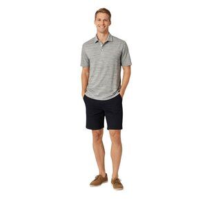 New Walter Hagen Size Large Gray Striped Polo Shirt 100% Polyester Golf Wear